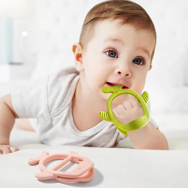 

Anti-Dropping Silicone Baby Teether, Infant Chewing Toys for Sucking Needs, Teething Toys for New Born, BPA Free (Green)