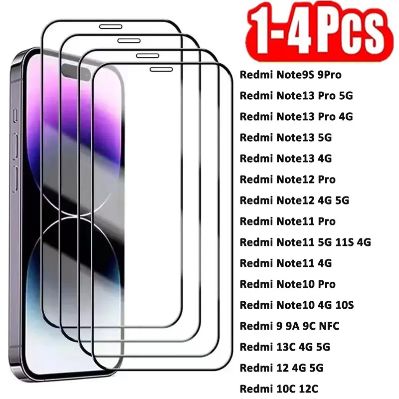

9D Tempered Glass For Xiaomi Redmi Note 13 12 11 10 Pro 13C 12C 10C 10A 9C 9A 9 8 7 9s 11s 12s A2 A3 A1 Screen Protector Film