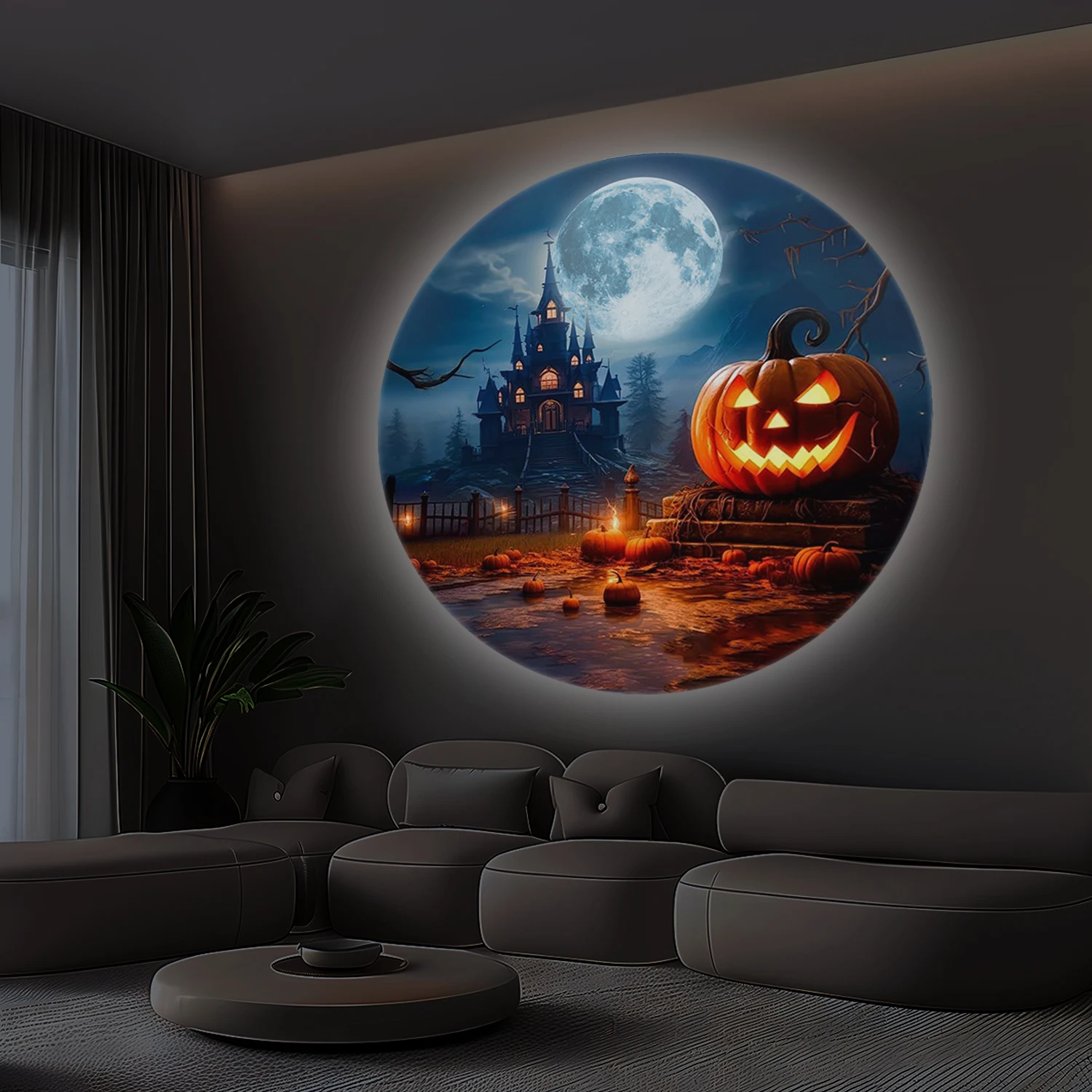 ضوء عرض جو LED، تصميم إبداعي لرأس اليقطين والقلعة، ضوء جو الهالوين، إضاءة مصباح USB