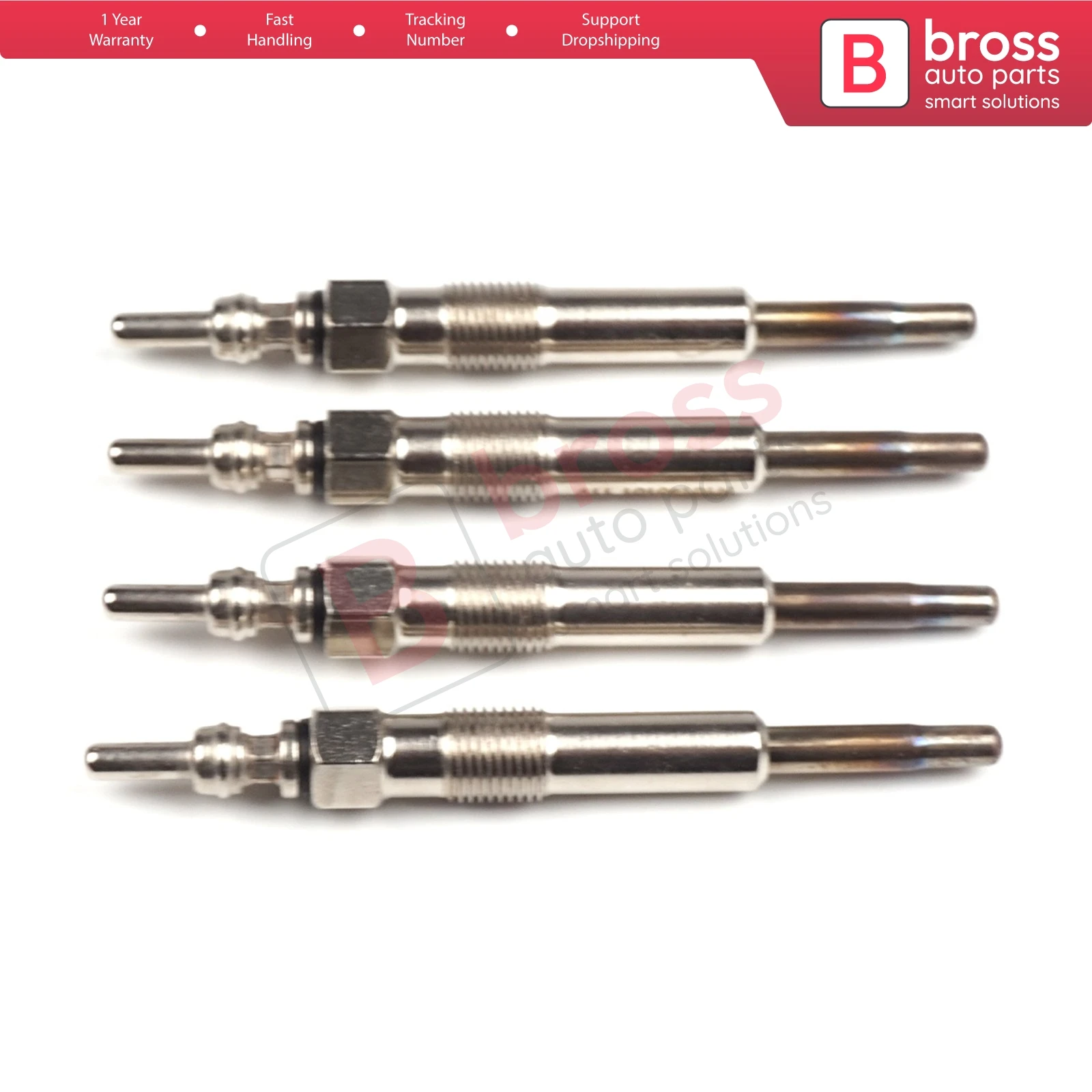 Bross Auto Parts BGP26-1 4 Pcs Heater Glow Plugs GX93, N10140101, GN855 for Audi VW Seat Skoda Ford Volvo Renault Fast Shipment