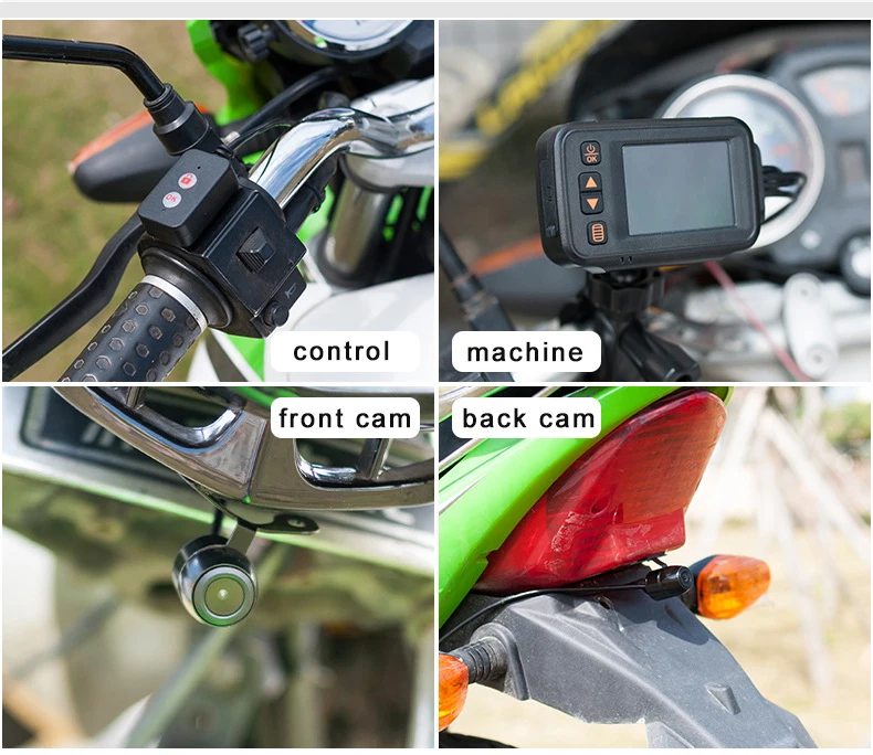 Benutzerdefinierte Marke Motorrad Auto Dashboard Kamera 720P Auto Fahrzeug Cam IP68 Wasserdichte DVR Recorder Dual Objektiv Fahrrad Kamera motorrad