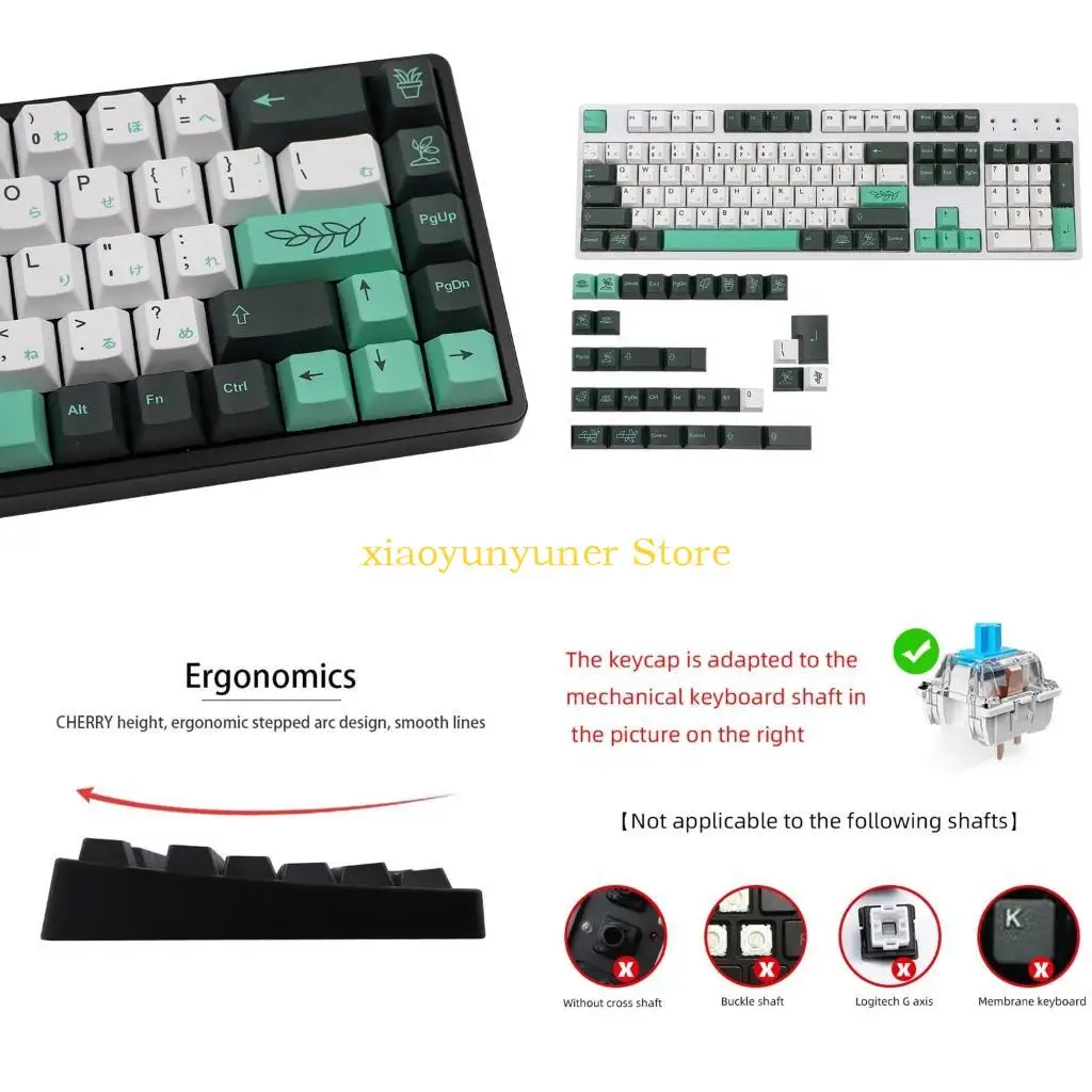 

P9JB 137 Keys / Set Cherry Profile Custom Botanical Leaves Theme Original Keycaps PBT Dye Sublimation Keycaps for MX Cherry