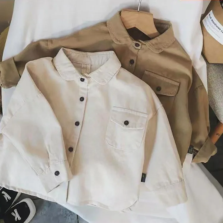 

Children's Autumn Children's 2025 Long Sleeve Shirt Boys' Korean Version Solid Color Shirt Baby Casual Long Sleeve Jacket