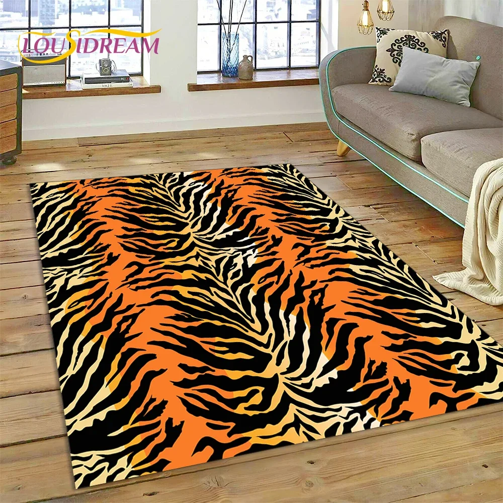 Colorful Zebra Stripe Leopard Tiger Carpet Rug for Bedroom Living Room Home Sofa Decoration,Children Game Large Decor Floor Mat