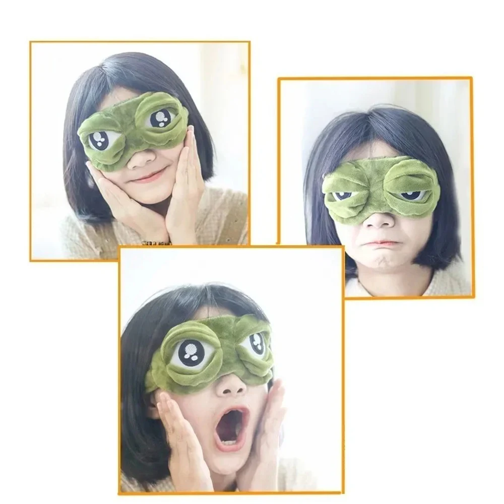 3D Sad Frog Sleep Mask Natural Sleeping Eyeshade Cover Shade Eye Patch Women Men Soft Portable Blindfold Travel Rest Eyepatch image 5