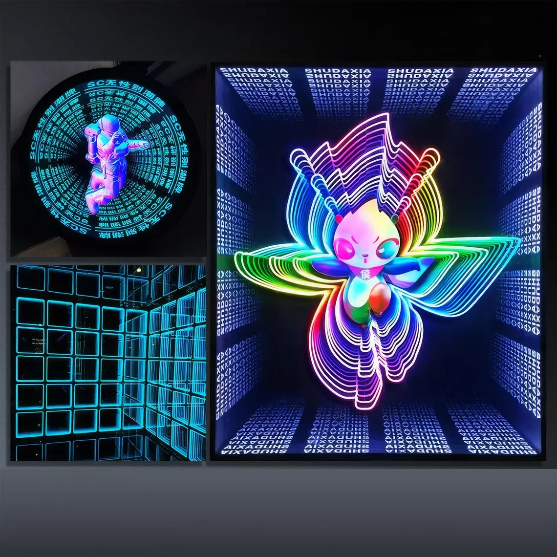 Tanda Cermin Tak Terbatas 3D Kustom untuk Logo Perusahaan Cermin Cermin Tak Terbatas Lampu Neon Akrilik Dekorasi Cermin Jurang Seribu Lapis
