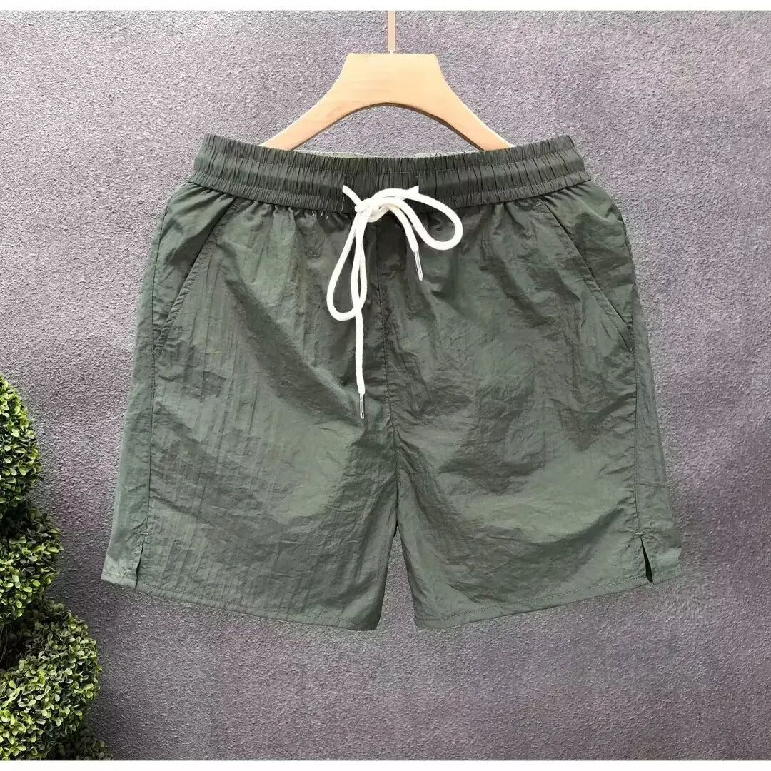 

Summer Thin American Sle Ice Silk Qui Dry orts Men's Casual Five-Point Beach Pants Loose Straight Leg mid Waist Youth
