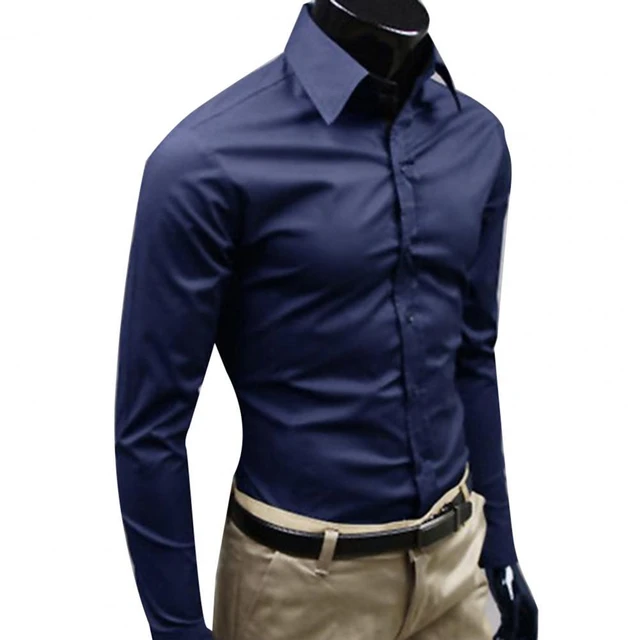 Camisa con cierre de boton para hombre antiarrugas Odorless4 manga larga con botones para la vida diaria AliExpress