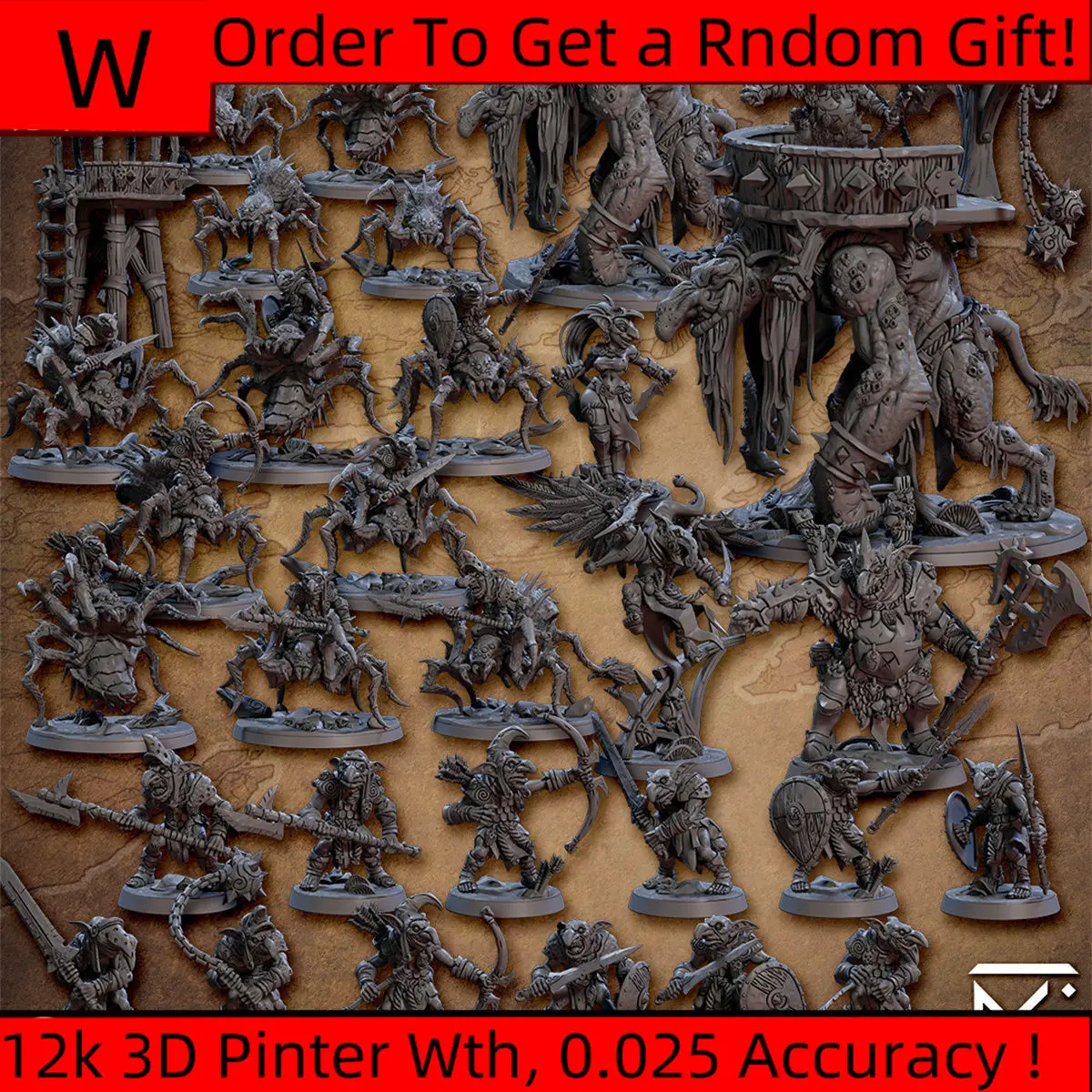 Stampa 3D modelli microscopici Goblin Warrior Spider cavalleria Chief ladro Swamp Troll DND Battle Piece Model