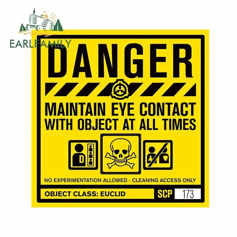 EARLFAMILY 13cm x 12.8cm for Danger Signs Car Sticker Waterproof Scratch-Proof Surfboard Trunk Decal Motorcycle SUV Decoration