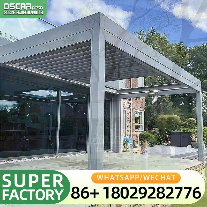 10x10Ft Aluminum Powder Coated Roof Garden Gazebo Balcony Sun Shade Canopy Replacement Retractable Pergola UK AU Backyard Deck P