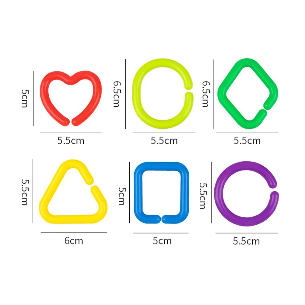 35 Pcs Chew Geometric Chain Buckle Child Travel Kids Toys Children Baby Link Rings 55x55cm or Pe Infant Sensory