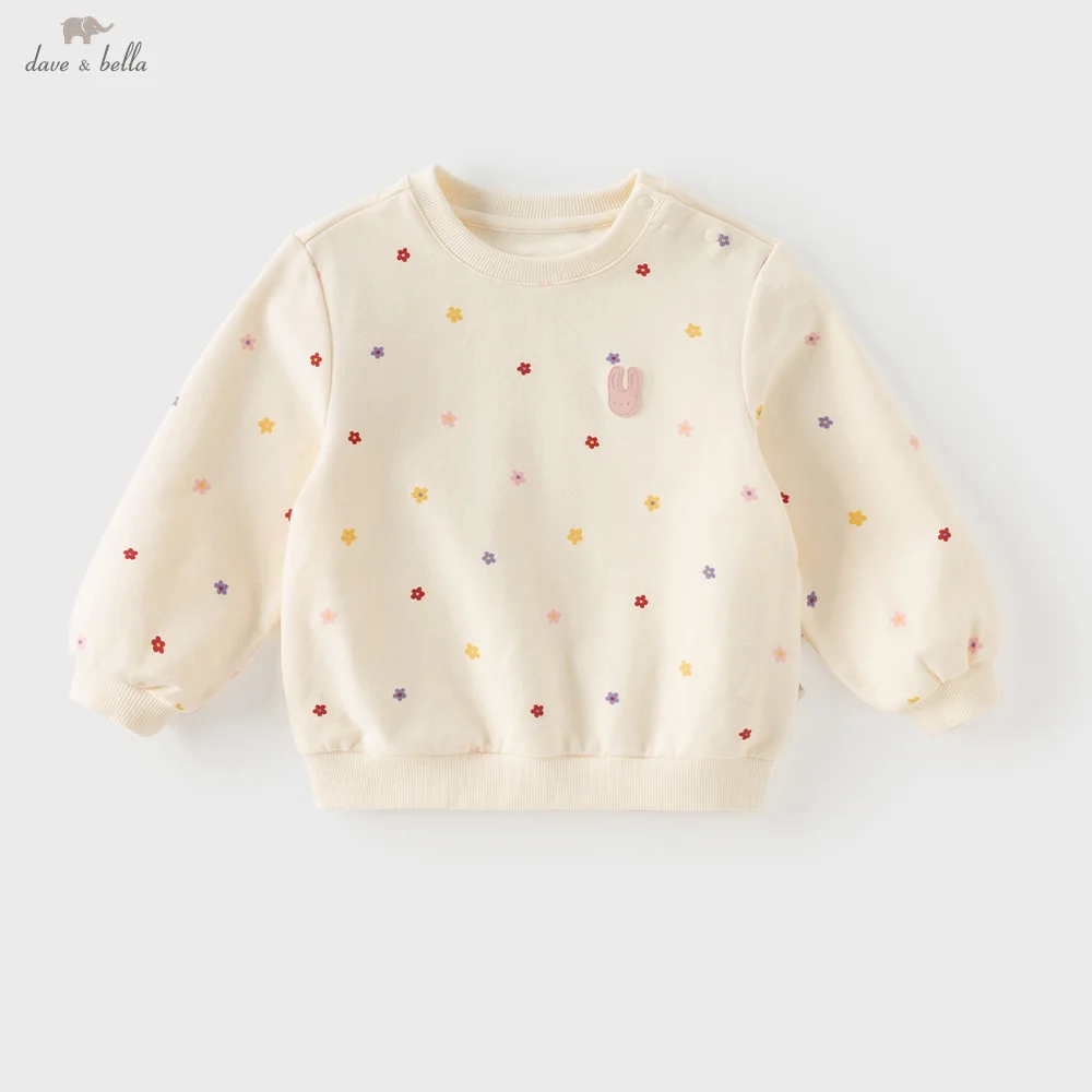 Dave Bella Sweatshirt Long Sleeve Girls Pullover Tops Autumn Sportswear Spring Clothes Sweet Fashion Printed Children DB3263013