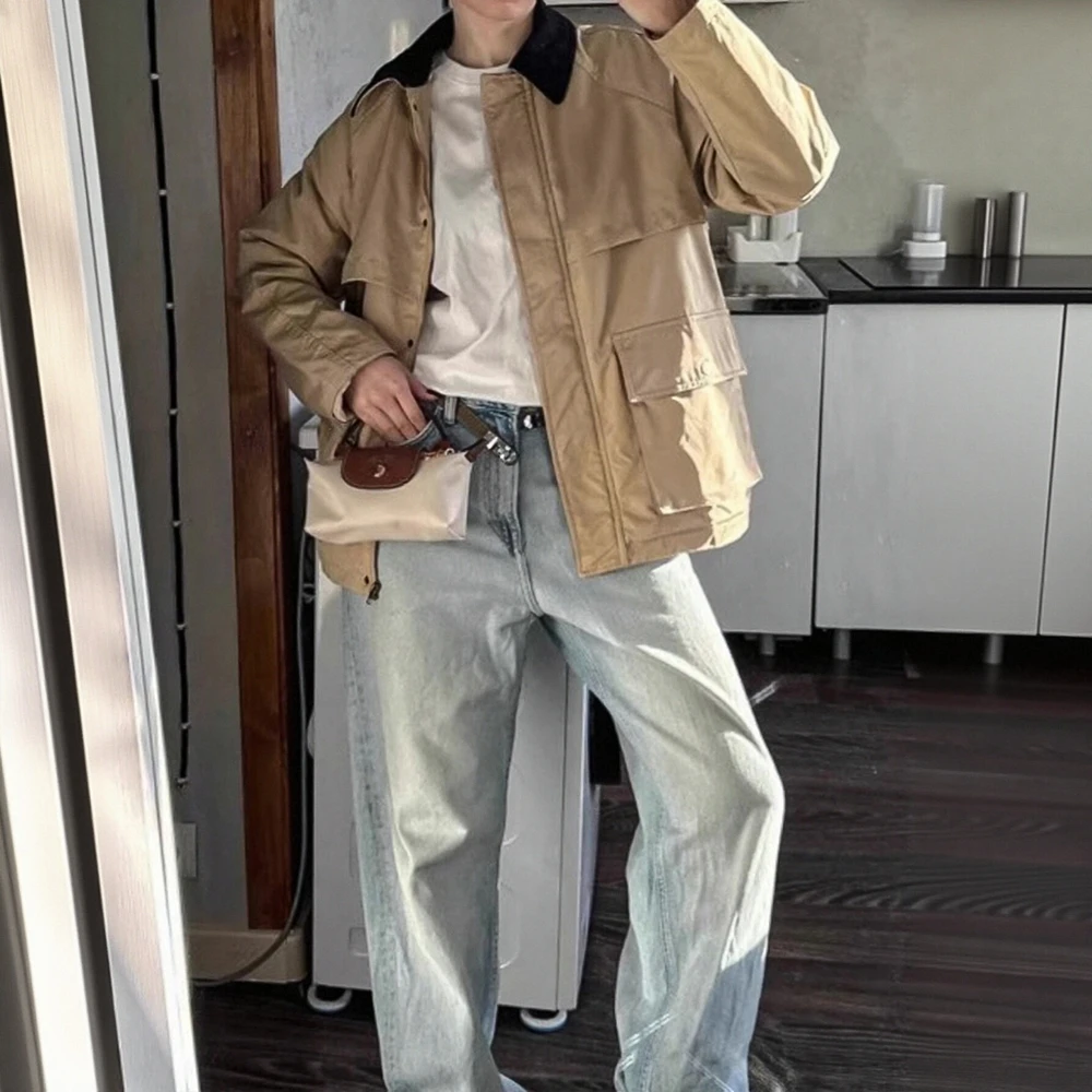 

Casual Round Neck Jacket Without Decoration Women's Top Class Style Fast Fashion Colorful Design For Spring Autumn