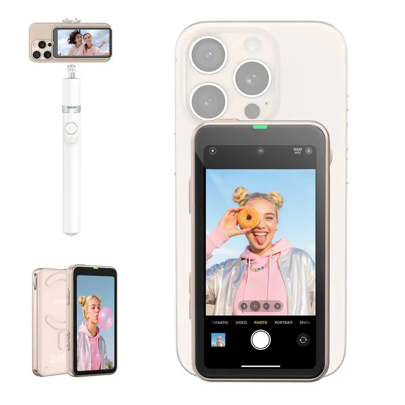 TELESIN Wireless Selfie Monitor Magnetic Rear Camera Screen Casting Remote Control Live Streaming HD WiFi for iPhone 16151413