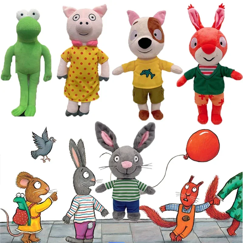 Pip e Posy Plush Toys para Crianças, Coelho, Rato, Porco, Sapo, Peluches Educativos, Figura dos Desenhos Animados, Travesseiro, Presentes de Natal