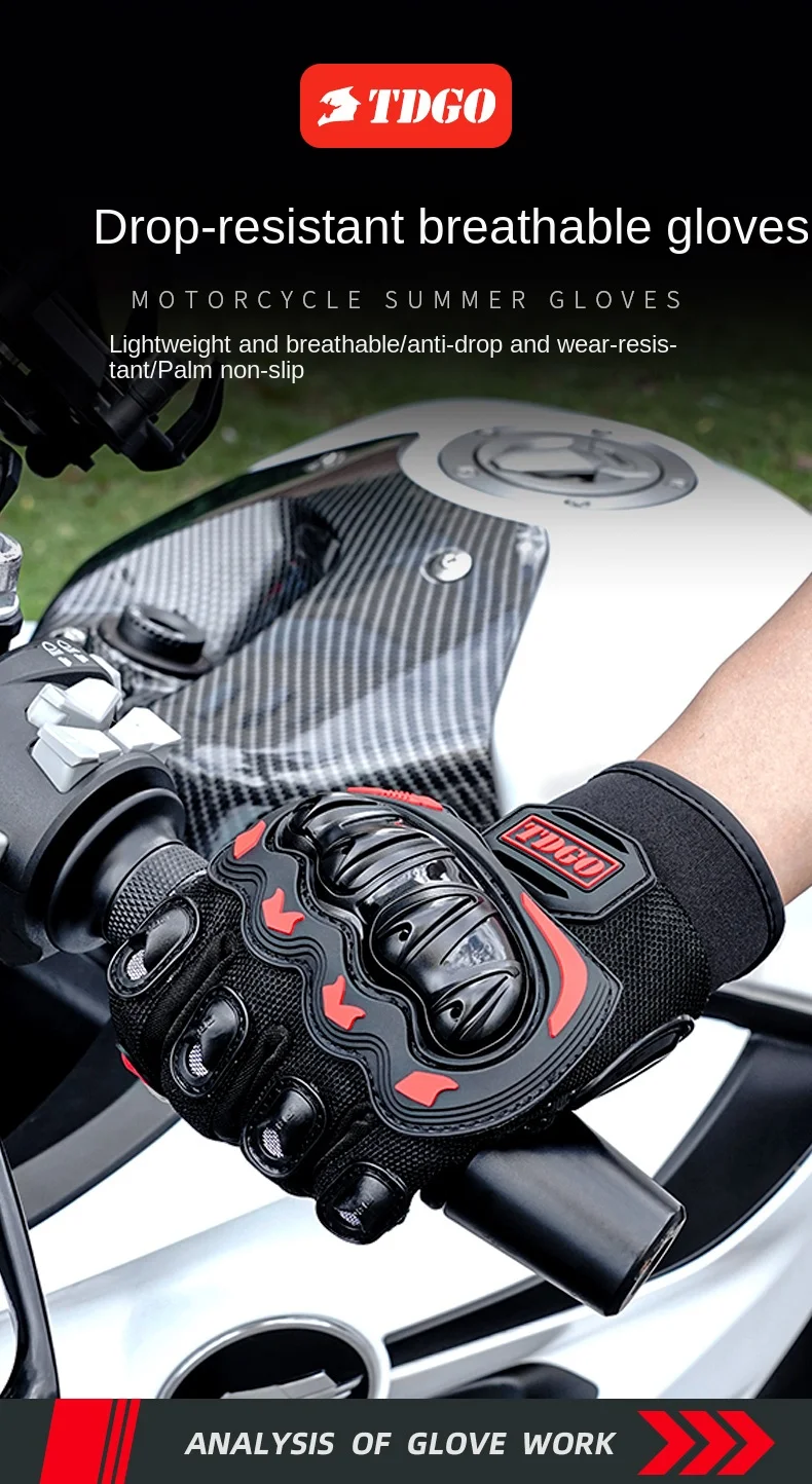 Sommer Motorrad Atmungsaktive Vollfinger Handschuhe Leder Schutzausrüstung Dirt Bike Sport Racing Reithandschuhe – Detail 5