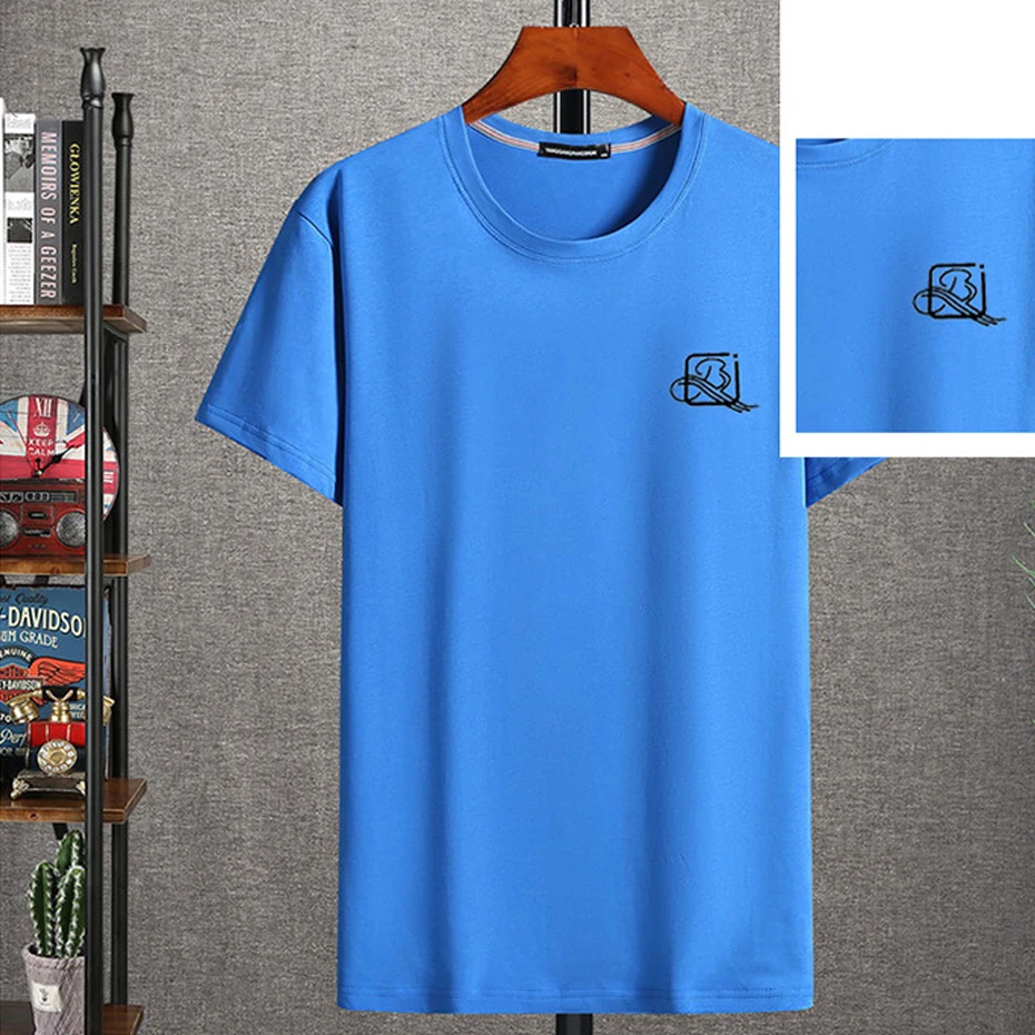 10XL 12 XL Plus Size T Shirt Men Summer Short Sleeve T-shirt Solid Color Print Tops Tees Male Big Size 12XL Tshirt 7 Color