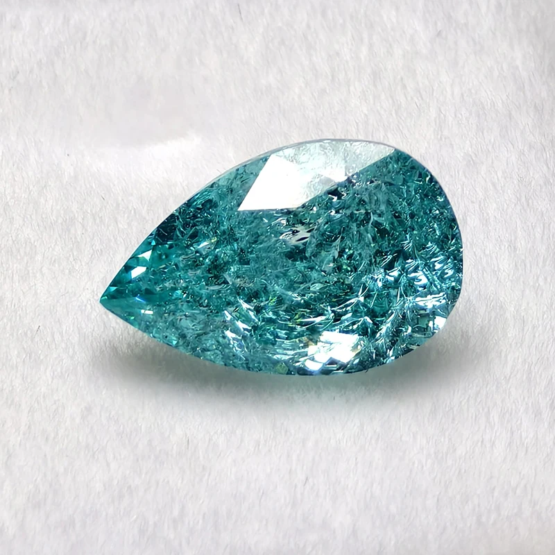 مختبر نمت Paraiba الكمثرى شكل متصدع قطع الجليد التورمالين الأحجار الكريمة DIY بها بنفسك صنع المجوهرات المواد تحديد شهادة AGL