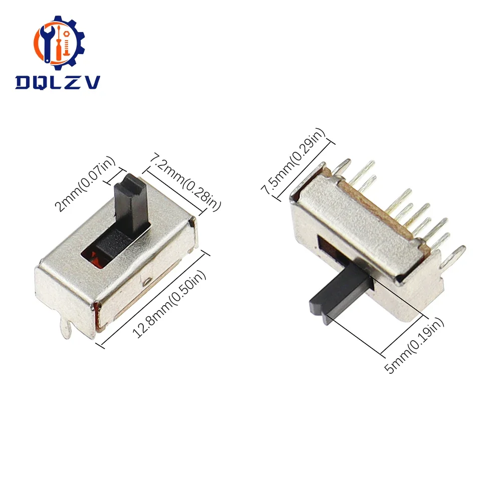 SS23D07 SS23D07VG5 8 PINS 3 Position 2P3T Toggle Switch Double Vertical Sliding Handle High 5mm