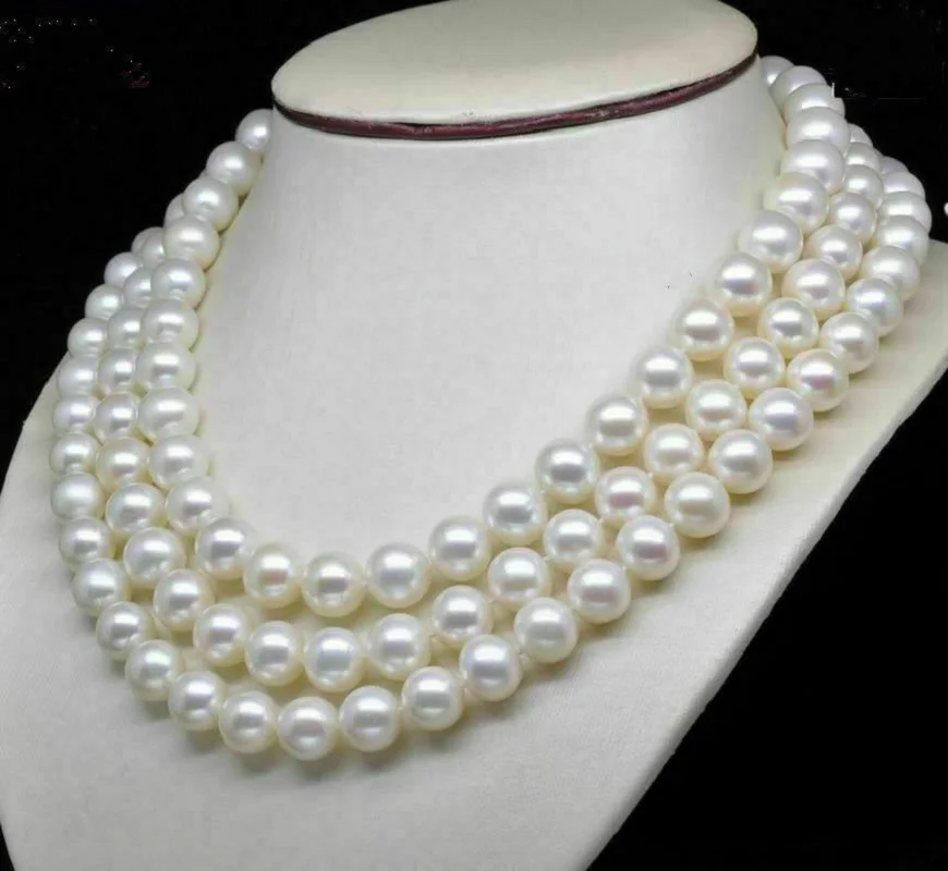 Fashion Jewelry AAA 9-10mm South China Sea White Pearl Necklace with 18 inch 14K Gold Buckle