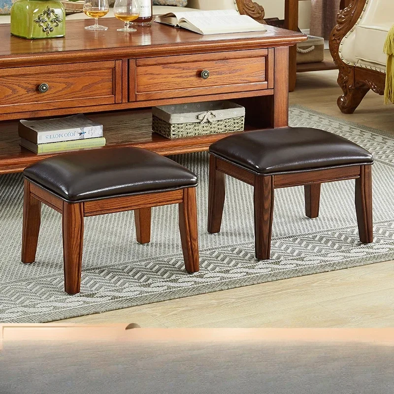

The product can be customized. All solid wood leather low stool