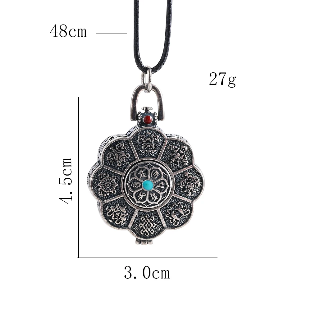 1PC Cupronickel Jixiang Gawu Box Pendant Necklace Metal Lotus Six Character Pendant Necklace Lucky Amulet Party Gift