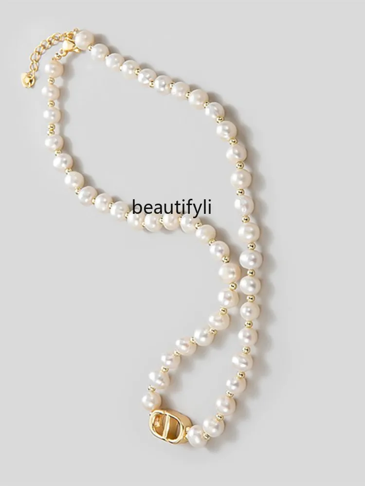 French natural pearl necklace light luxury niche design sense collarbone chain neck chain