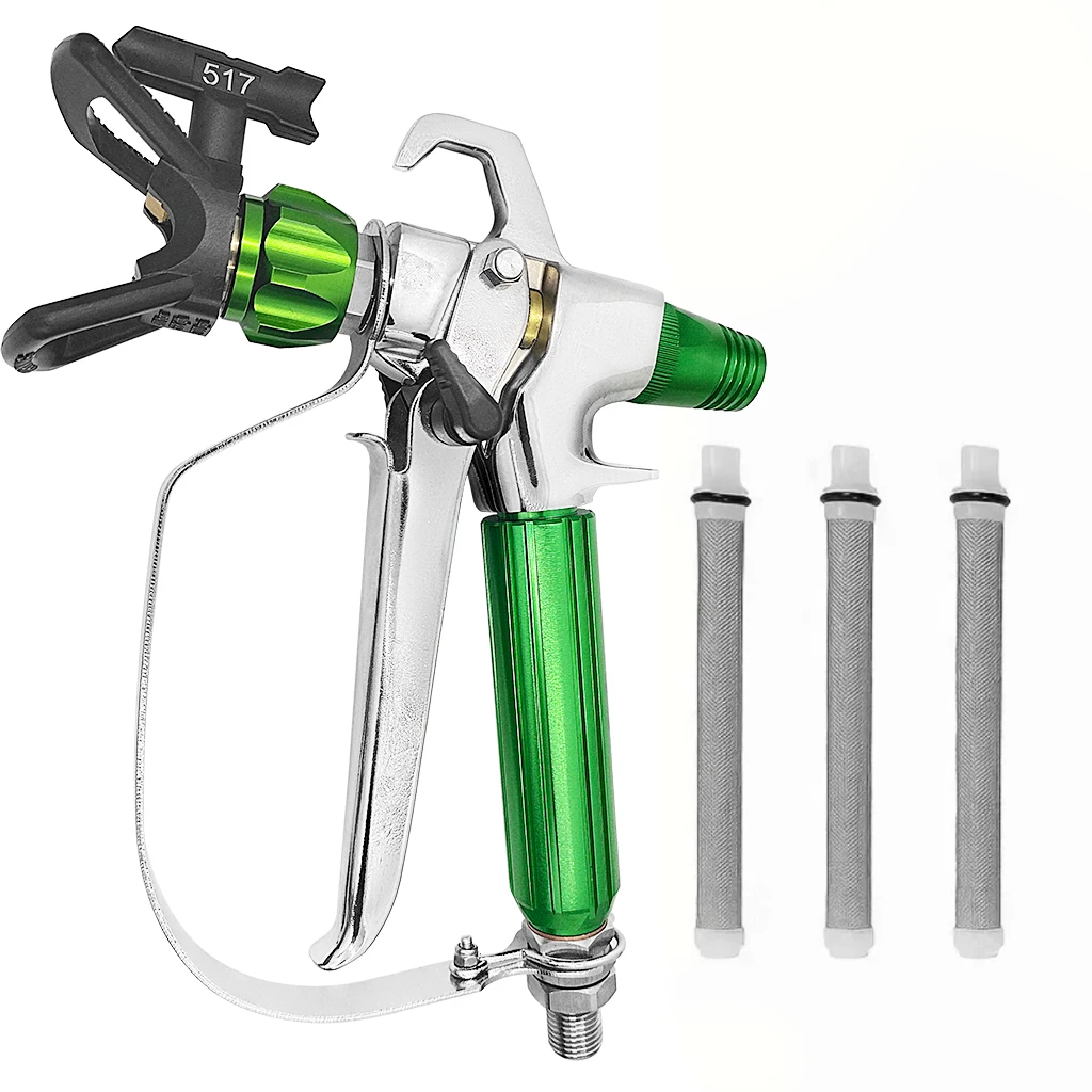 1 Set Airless Paint Spray Gun with 517 Nozzle, Filter and Hand-twist Nozzle Protective Cover- Easy To Operate