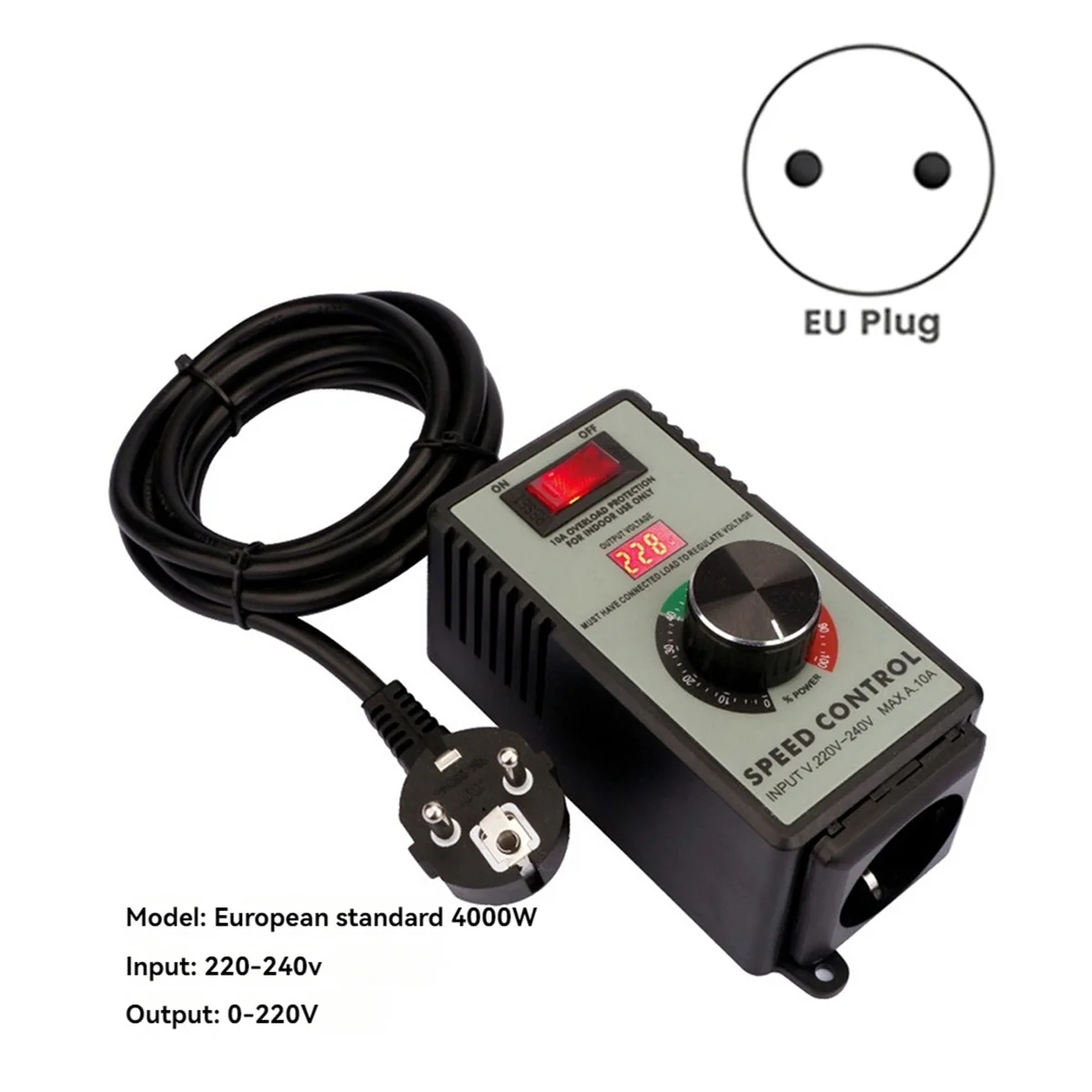 4000W Variable Voltage Regulator Grinders Controller - Speed Controller Frequency Converter EU PLUG  -T44C