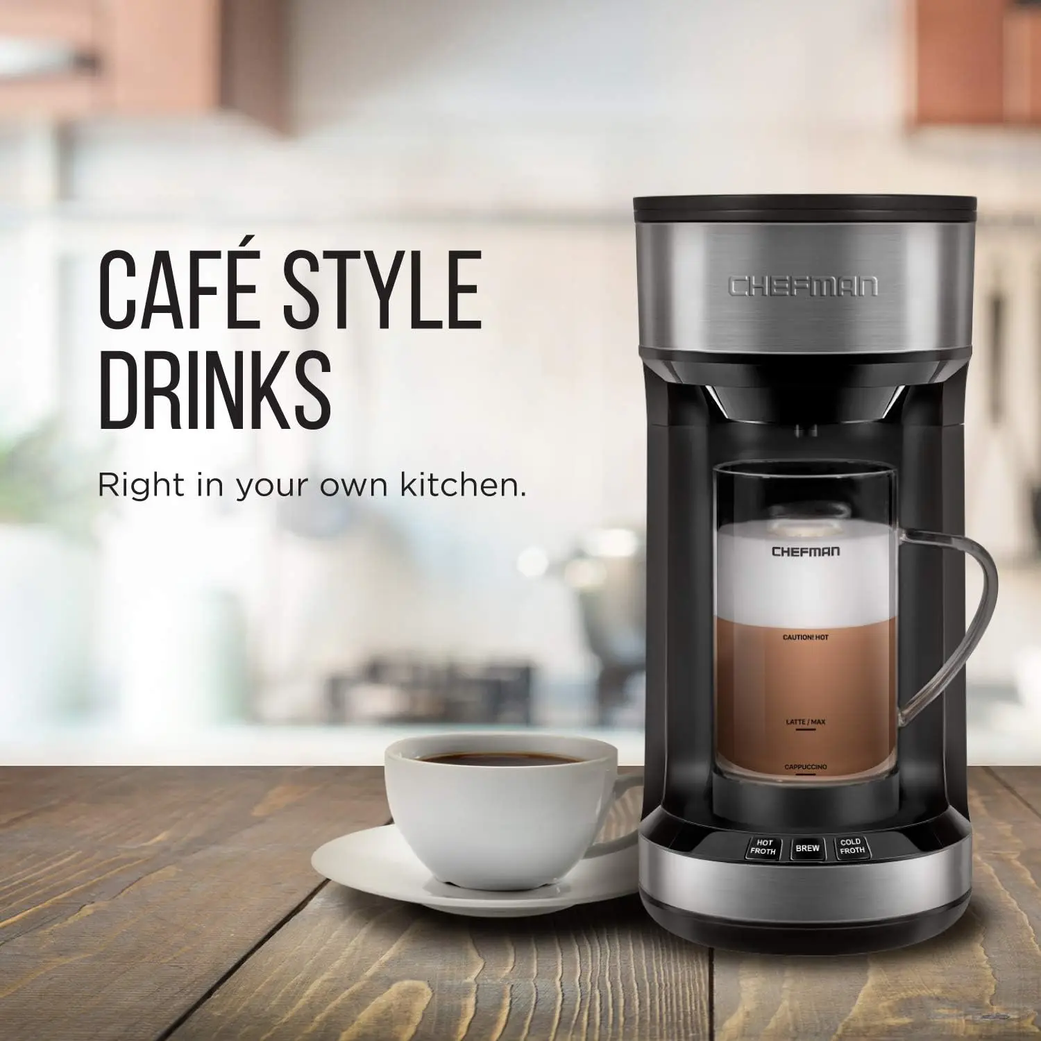 ماكينة صنع القهوة Froth + Brew وصانع رغوة الحليب، ماكينة تحضير فردية لكبرات K-Cup والمطحونة للمشروبات على طراز اللاتيه والكابتشينو، C