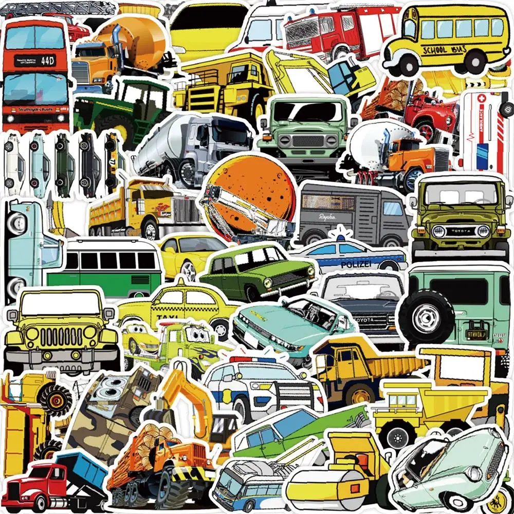 50PCS Cartoon Car Sticker Transport Graffiti iPad Luggage Helmet Guitar DIY Wall Sticker Toy Decoration