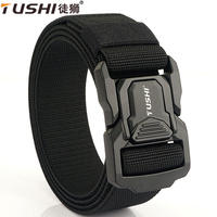 TUSHI New Tactical Outdoor Belt for Men and Women Aluminum Alloy Buckle Quick Release Elastic Belt Casual Belt Jeans Waistband