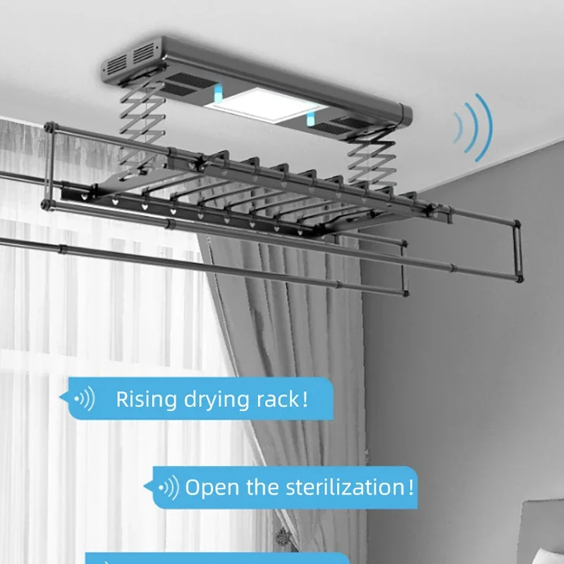 Smart Automatic Lifting Folding Dryer Rack Remote Control Electric Ceiling Mounted Laundry Heating Clothes Drying Rack