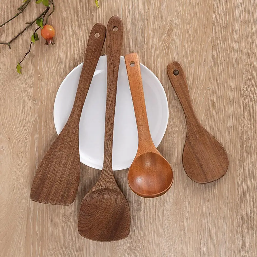 Long Handled Teak Tableware Wood Spoon Shovel Spatula Soup Skimming Cooking Spoon Wooden Kitchen Tool Accessories