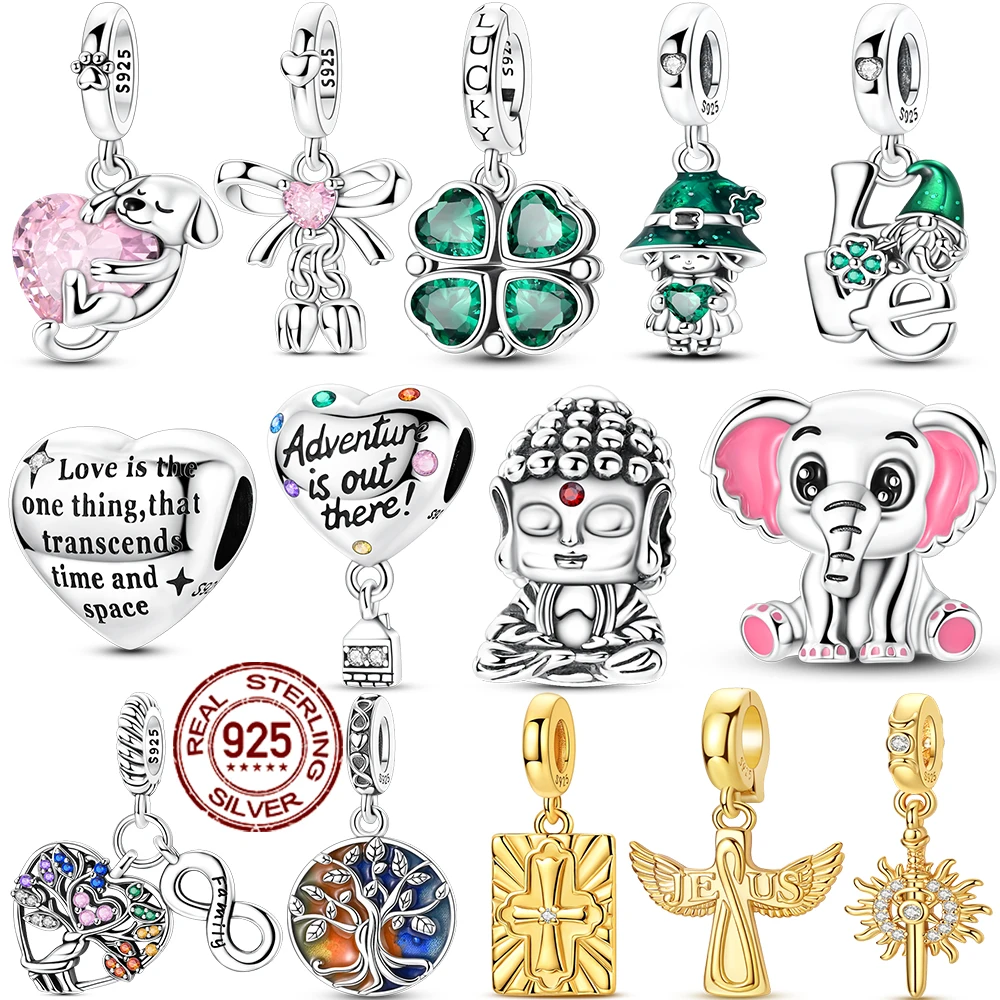 

New IN 925 Sterling Silver Life Tree Clover Knot Dangle Fit Original Charm Pendent Dangle Bracelet DIY Women Jewelry Gift