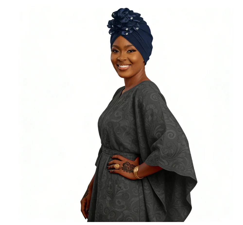 Donne Grande Fiore Strass Pieghettato Turbante Hijab Africano Gele Testa Wrap Beanie Chemio Cap per la Perdita di Capelli Musulmano Foulard Cappello Nuovo