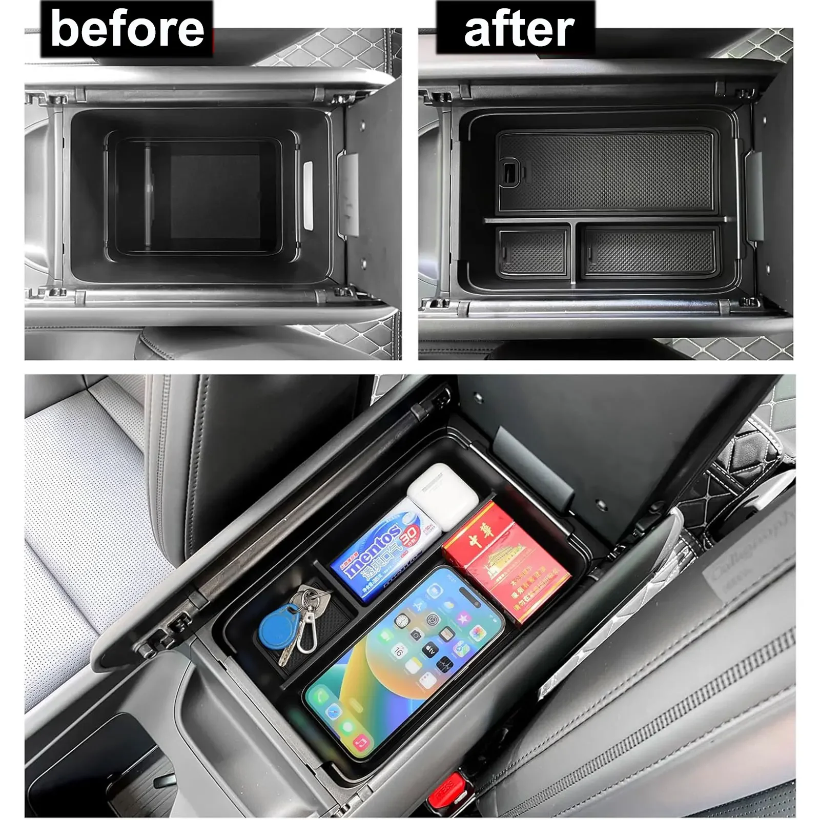 

For Santa Fe Centre Console Armrest Storage Tray For Hyundai Santa Fe 2024 2025 Armrest Storage Box ABS High-Quality