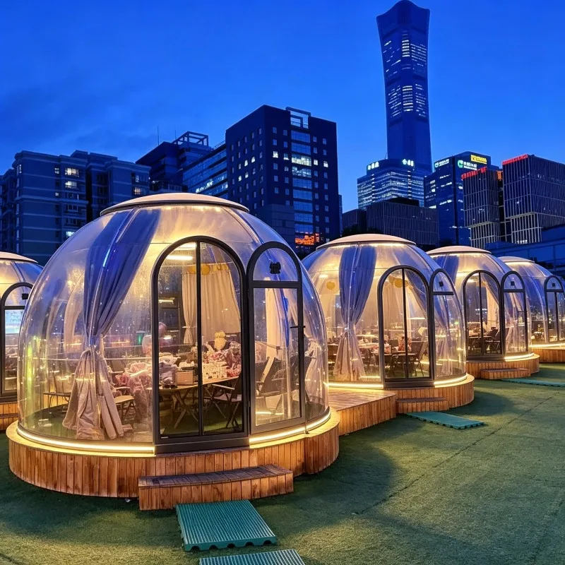 New Modern PC Green Houses Dome House Prefab Tent for Villa Glamping Restaurant Campsite Bubble Room Starry Sky Room
