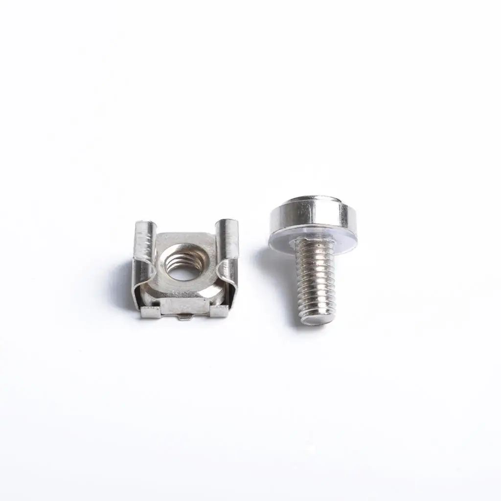 M5x16 Cage Rack Nuts Silver Plated Iron Cage Fastener Kit for Server Cabinet Patch Panel Rack Use