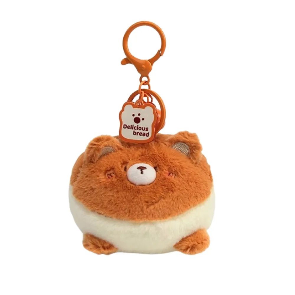 

Cute Cartoon Bear Plush Keychain Doll Hairy Bread Sandwich Toast Hanging Doll Toy Bag Ornament Keyring Pendants