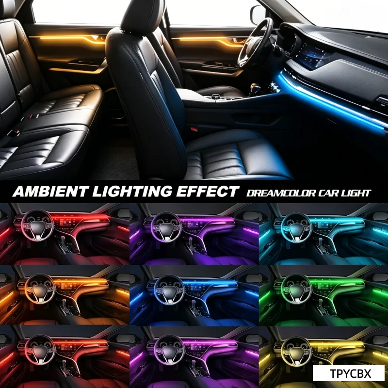 Universal Ambient Light 110CM LED Acrylic Strip For Auto DIY Cuttable Flexible Decorative Lamp Hidden Car Interior White Red