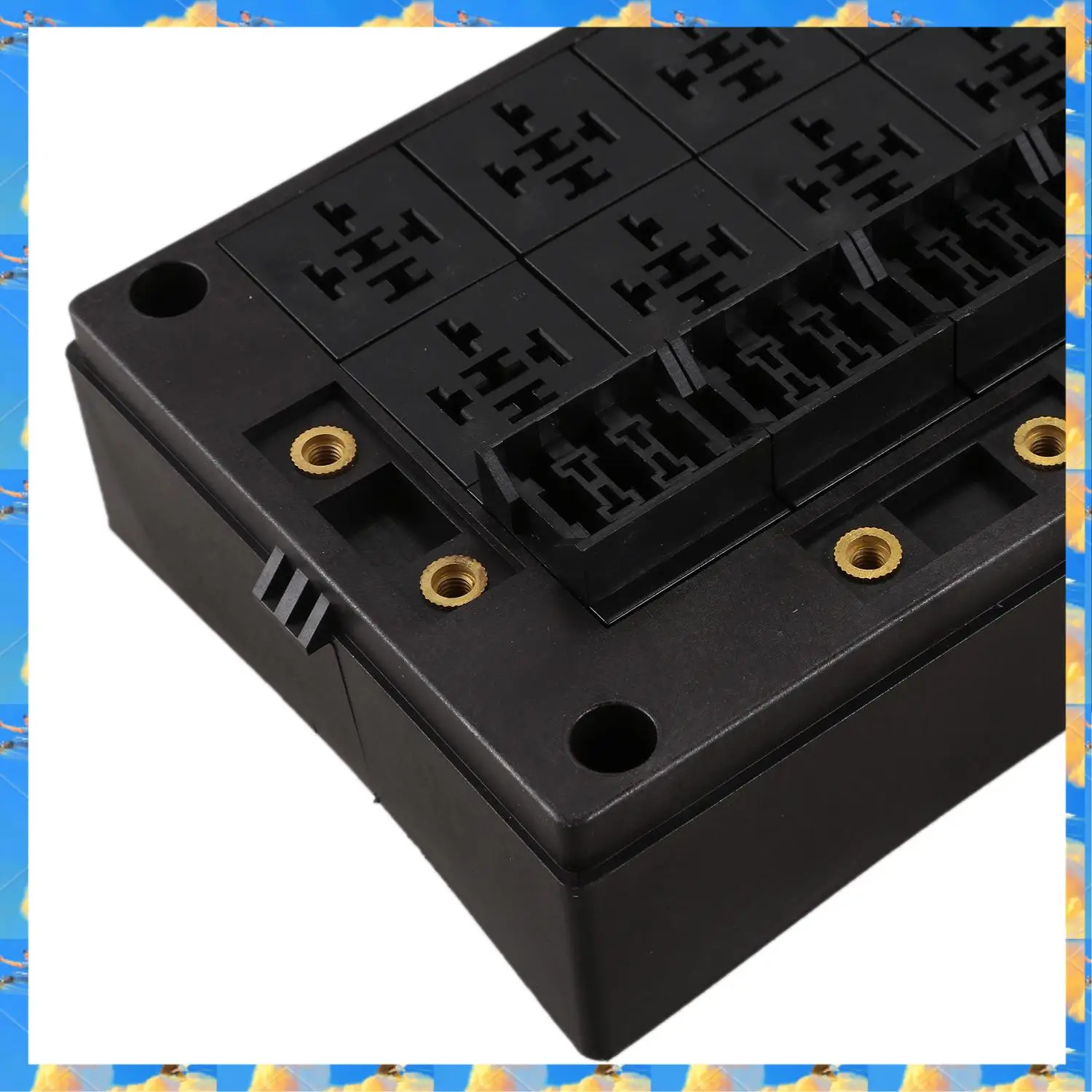 FTS 24-Way Auto Waterproof Blade Fuse Holder Box 16-Way Relay Socket Box Dust-Proof For Car Automotive Marine