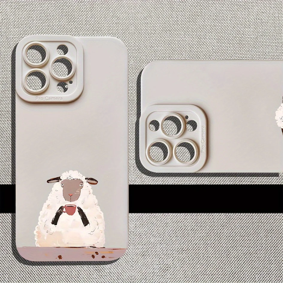 A Little Sheep Drinking Coffee This Premium Soft Protective Phone Case for Iphone 12/13/14/15/16 Plus Pro Max Iphone Cover