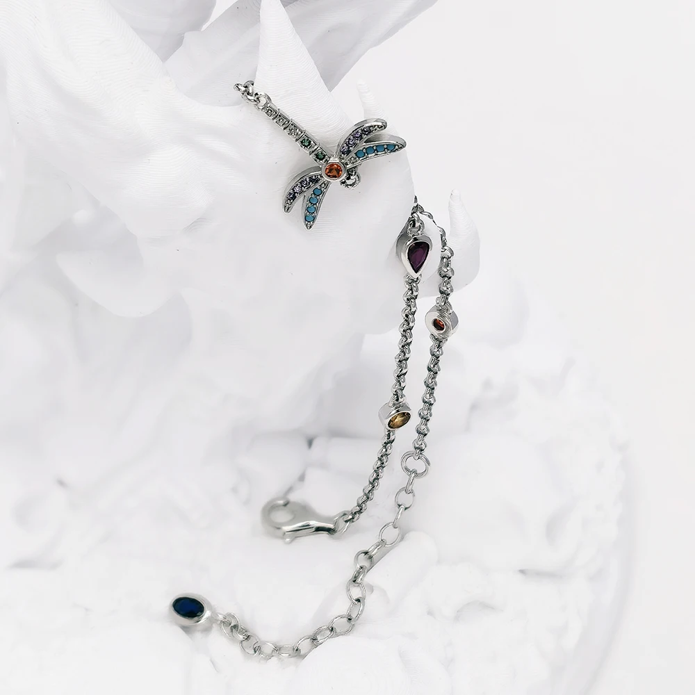 Armband Gliederkette Bunte Libelle Reines 925 Sterling Silber Bohemien Schmuck Europa Frauen Geschenk – Detail 5