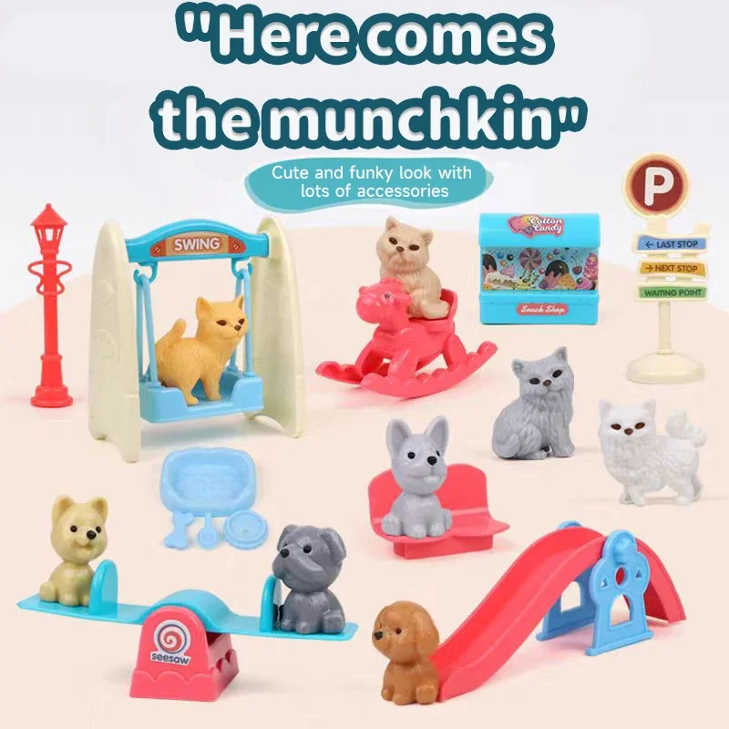 Ensemble de poupées pour chien, jouets de simulation pour chiot, accessoires de maison de jeu pour enfants, jeux de scène, jouets sensoriels pour enfants, panier pour animaux de compagnie