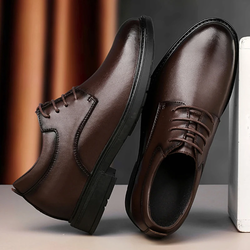 Heren Lederen Schoenen Voor Mannen Business Jurk Schoenen Kantoor Onzichtbare Innerlijke Hoogte Toenemende Casual Heren Schoenen 6/8 Cm Trouwschoenen