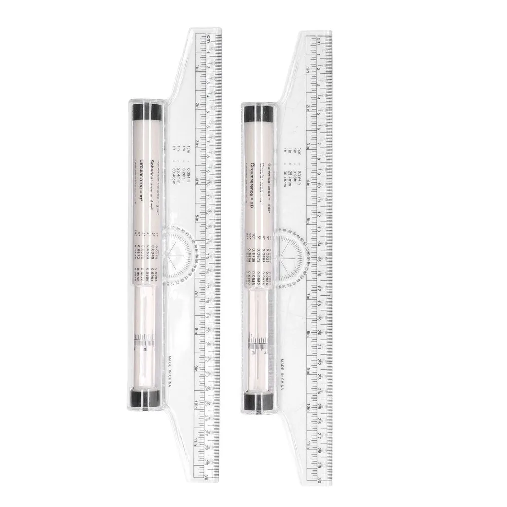 5pcs Durable Clear Scale Rolling Ruler Transparent Design Light Weight Measuring Ruler Drawing Ruler For Drafting