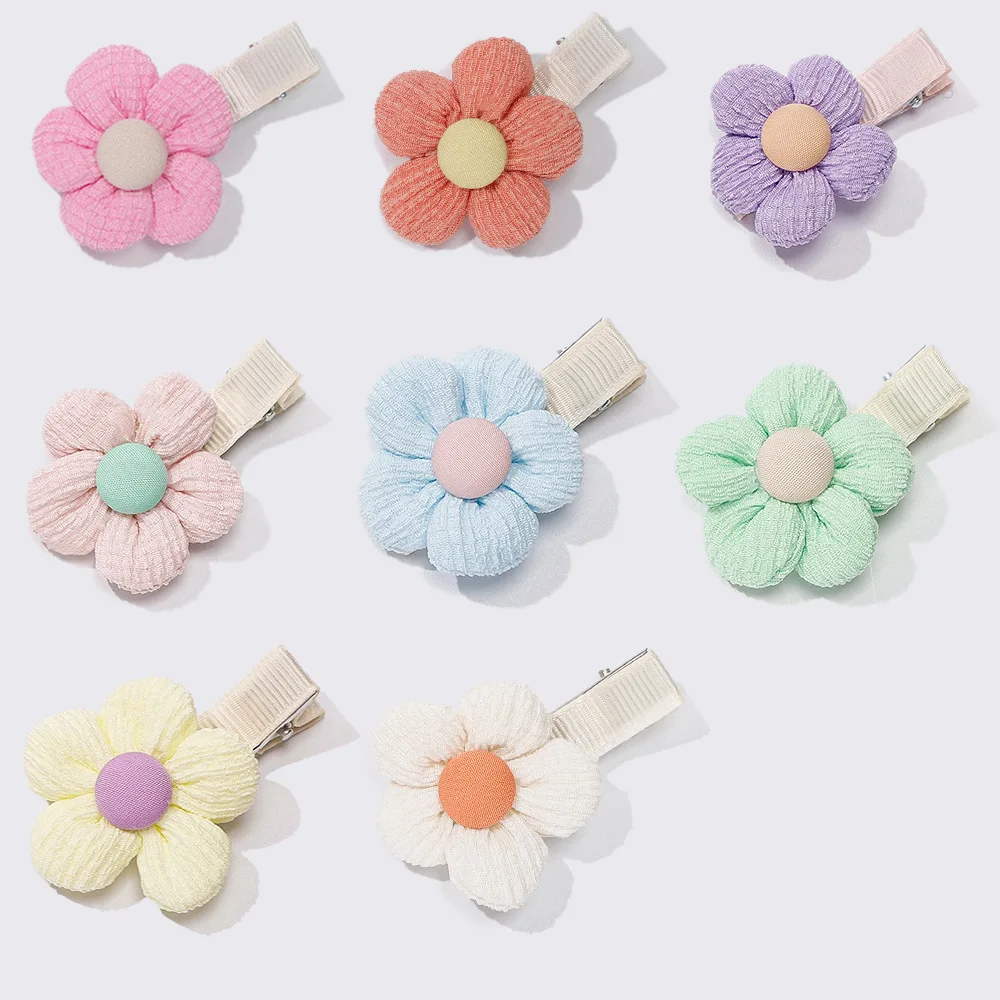 

4cm Cute Puff Flower Barrettes for Children Baby Girls Hair Accessories Newborn Flower Hair Clip Girl Kids Hair Flower Hairpin