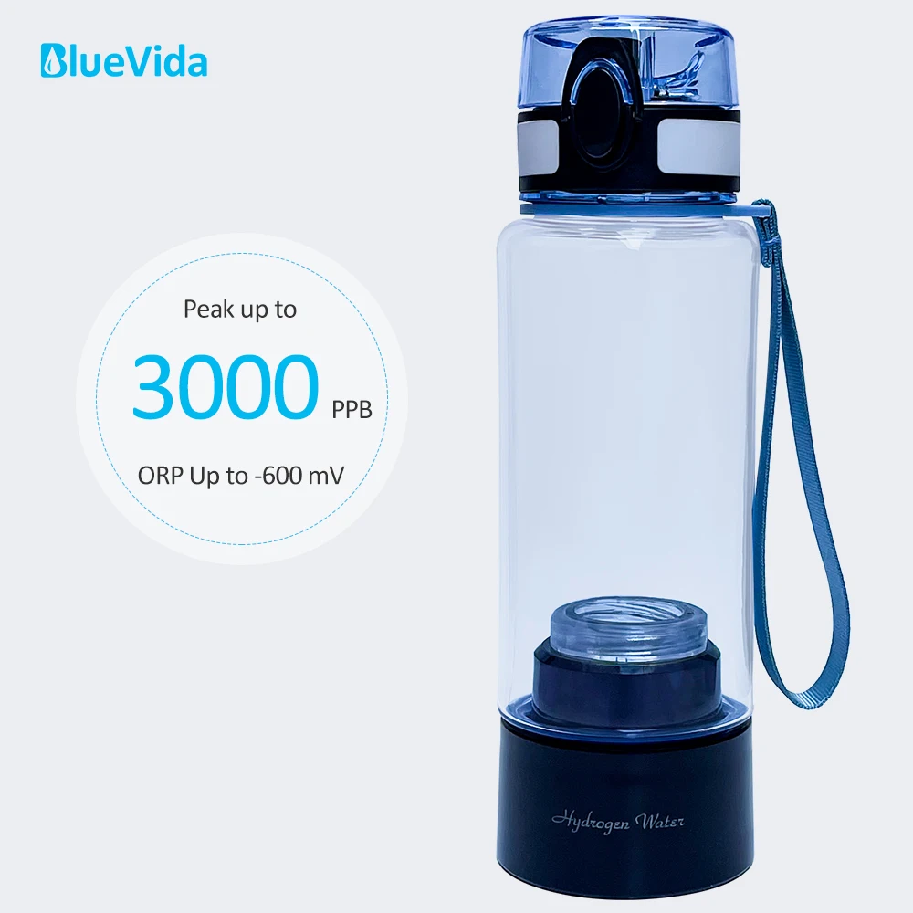 Bluevida 스포츠용 수소 물병 발생기, 노화 방지, 대용량, 긴 작업 시간, 최대 3000ppb, 3000mAh 